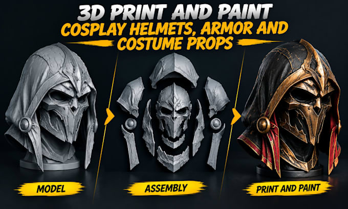 3d print and paint cosplay helmets, armor and costume props