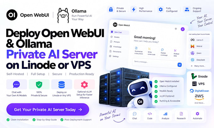 deploy open webui ollama private ai server on linode or vps deploy vllm