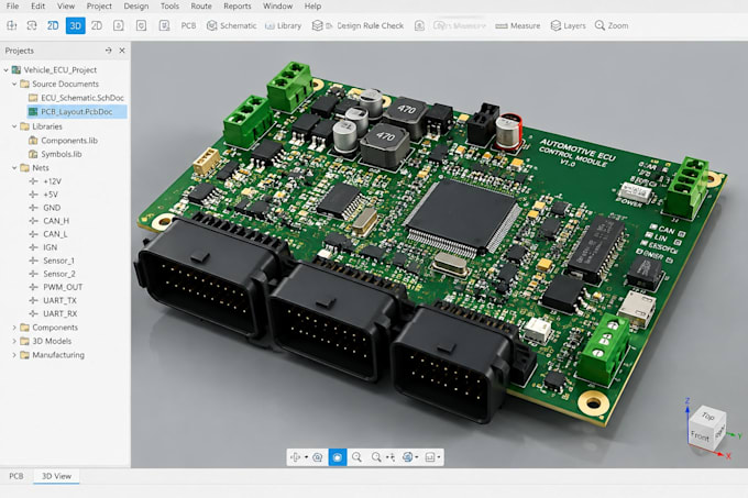 design automotive pcb layout for ecu pcb power electronics ready for manufacture
