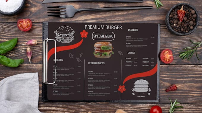 setup food and restaurant menu