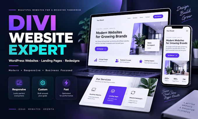 design wordpress website, divi website, divi landing page, business website