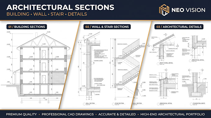 draw building sections, wall sections, stair sections and architectural details