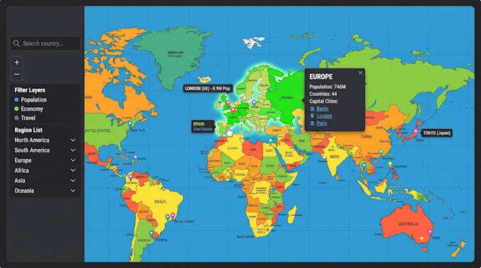 create custom interactive svg map, clickable website map and vector map