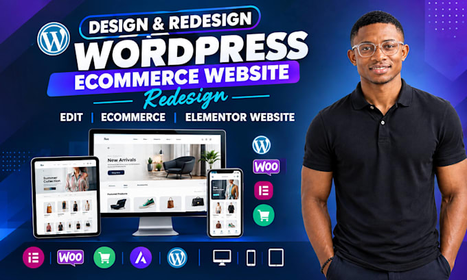 design wordpress ecommerce website redesign edit ecommerce elementor website