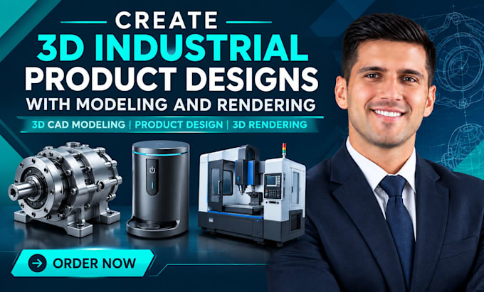 create 3d industrial product designs with modeling and rendering