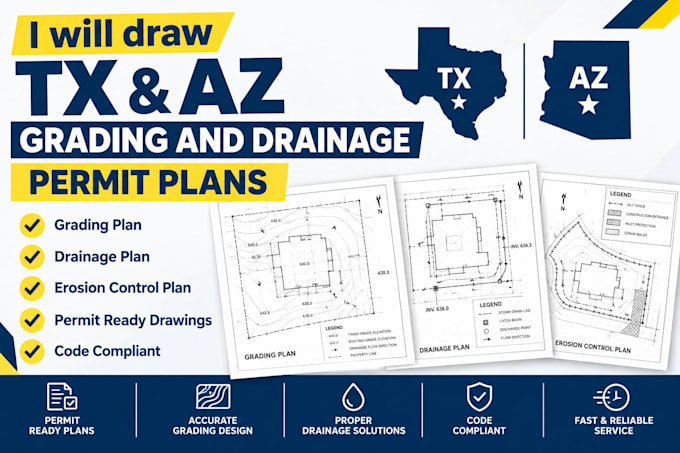 draw tx,az,grading drainage permit plans