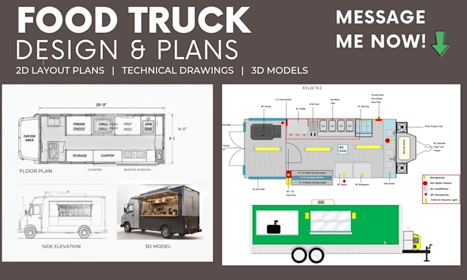 design 2d food truck layout plans floor plan and food truck for permit drawings