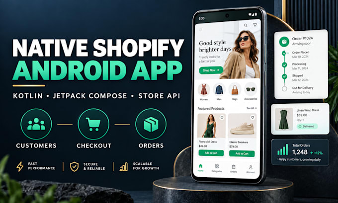 build a native shopify android app with customer order management