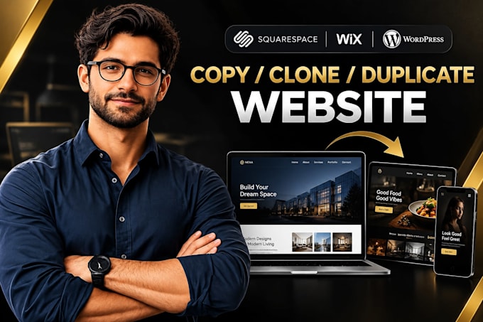 copy clone, duplicate website design redesign squarespace wix wordpress website