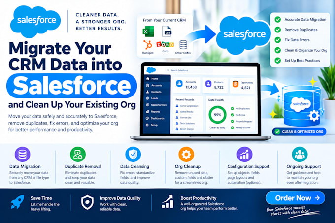 migrate your CRM data into salesforce and clean up your existing org