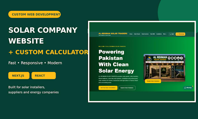 build a solar company website with a custom calculator