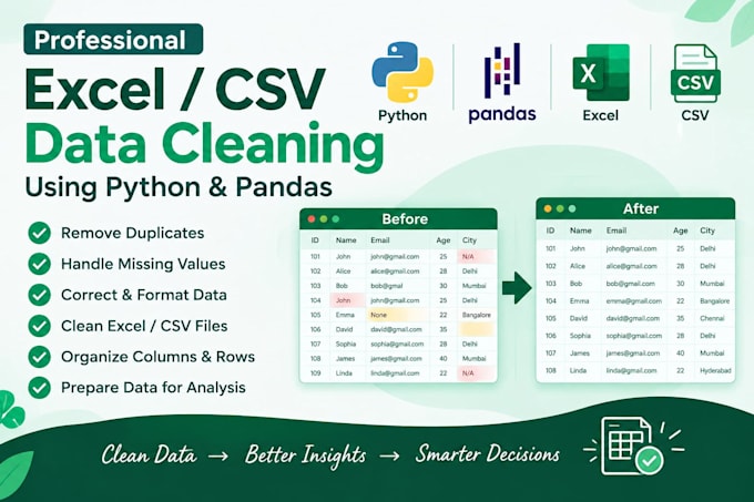 clean and organize your excel or CSV data using python