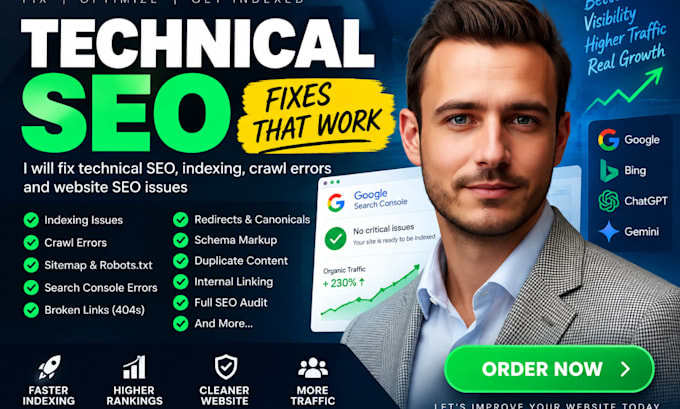 fix technical SEO, indexing, crawl errors and website issues