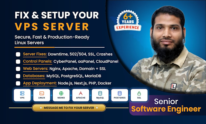 fix your vps server, setup vps and deploy your app