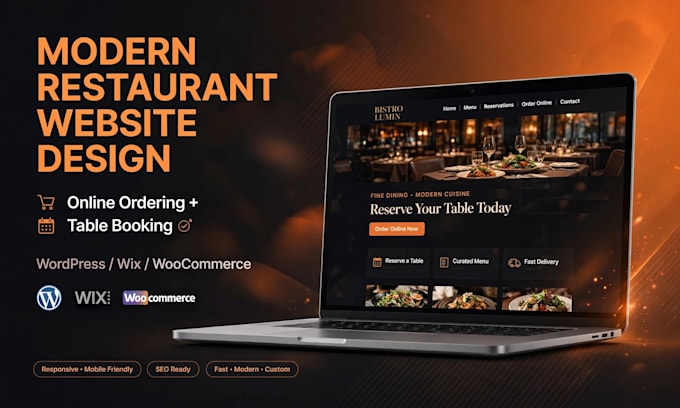 design restaurant website with online ordering in wix wordpress