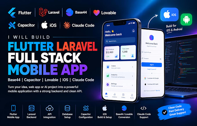 flutter laravel full stack mobile app base44 to capacitor lovable ios claudecode