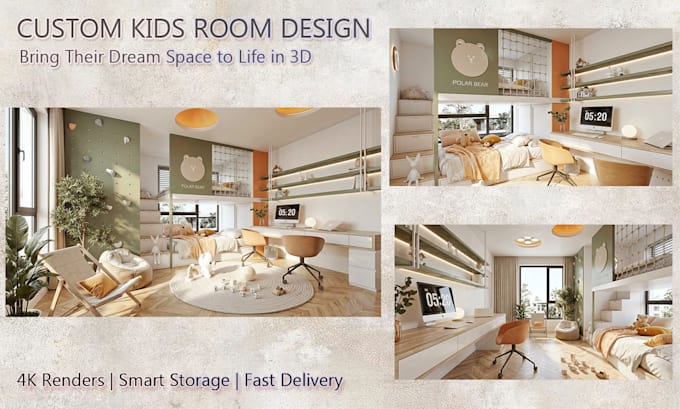 design and 3d render your kids room or nursery