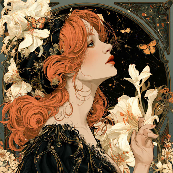 create illustrations in art nouveau style