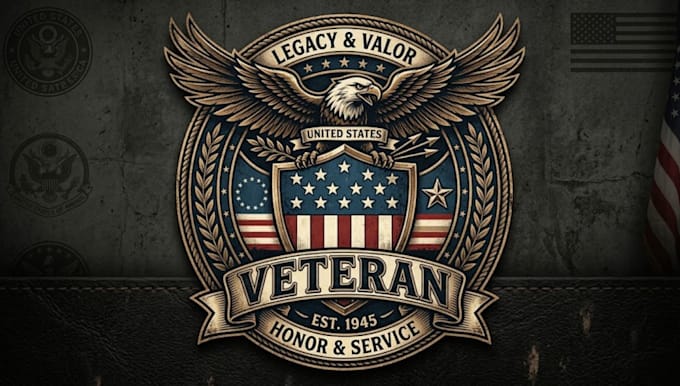 create an eagle and shield veteran logo design