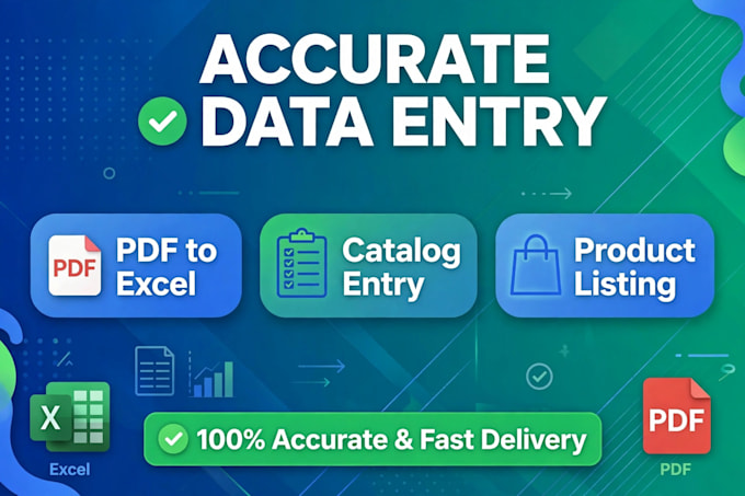 accurate data entry, pdf to excel, catalog and product listing