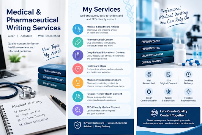 write medical and pharmaceutical content