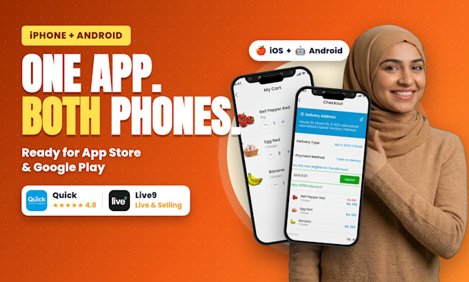 build your mobile app for iphone and android, ready for the stores