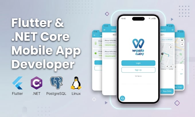 develop custom mobile apps using flutter and net core