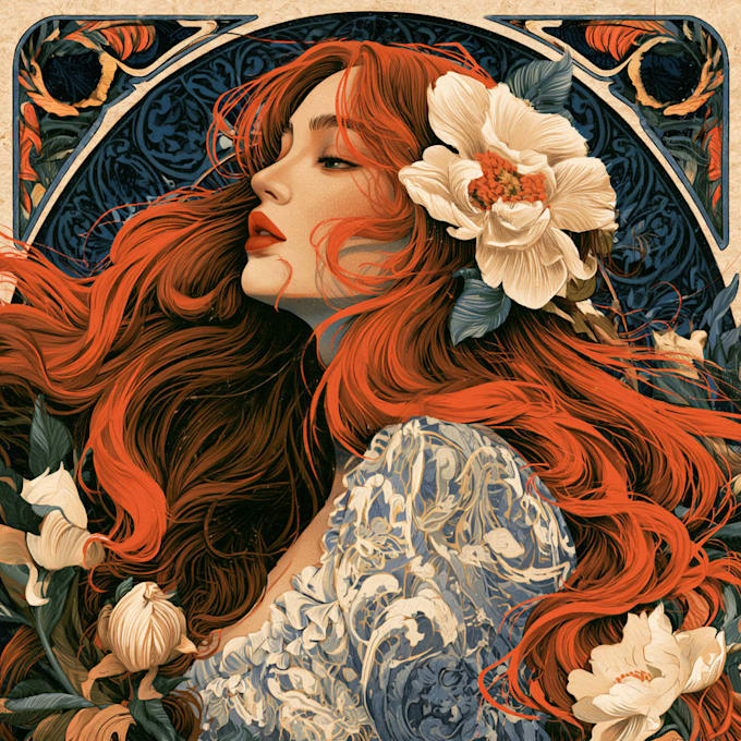 create illustrations in art nouveau style