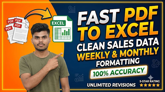 convert PDF to excel, format data, and clean sales reports