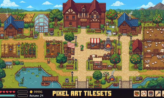 create isometric pixel art tilemap 2d rpg game asset tileset sprite sheet