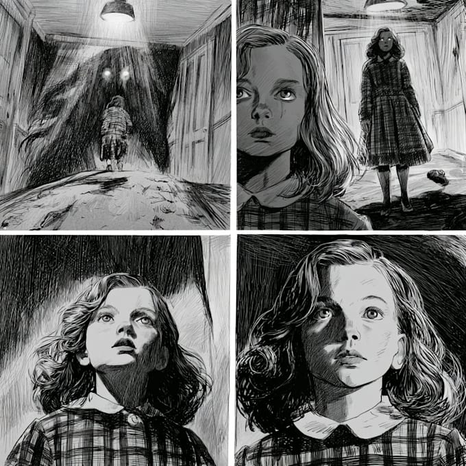 make noir horror and dark comic book illustrations
