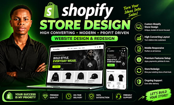 design a high converting shopify store, shopify website design and redesign