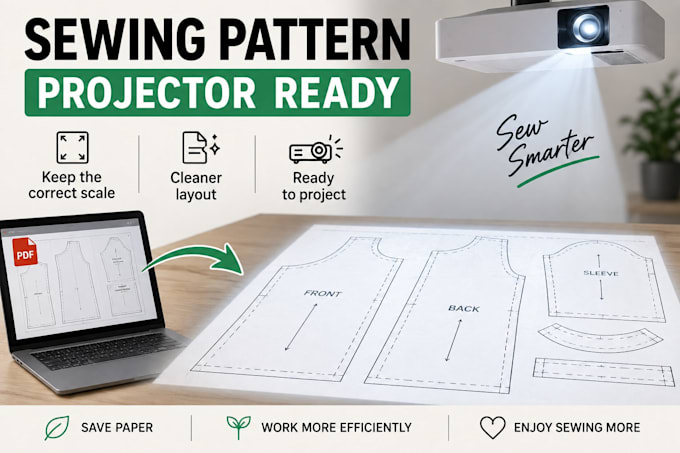 prepare your PDF sewing pattern for projector use