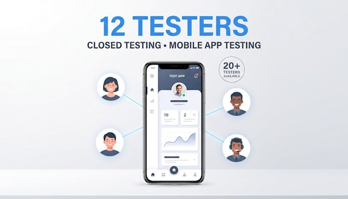 provide 12 testers close testing 20 testers mobile app testing