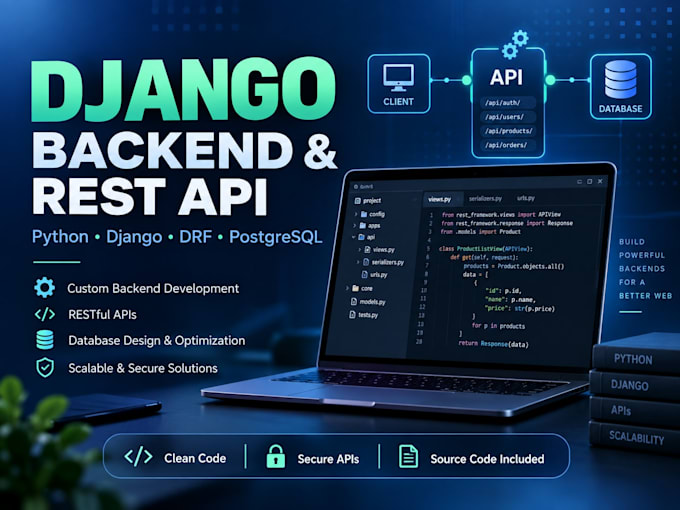 build a custom django web app, rest API, or backend
