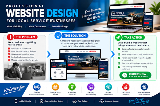 design towing website roadside assistance landing page