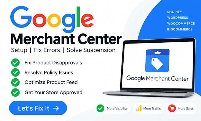 fix google merchant center suspension, misrepresentation, and product feed issue