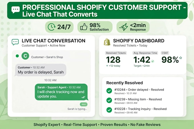be your 24 7 shopify zendesk gorgias live chat customer support VA