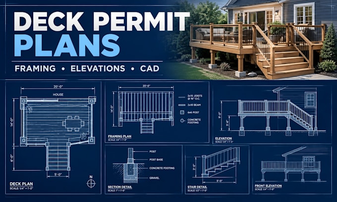draw deck permit plans, framing plans and cad construction drawings
