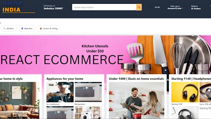 build a responsive ecommerce website with react, tailwind css