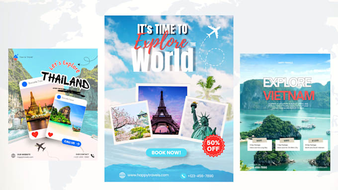 design professional travel flyers and posts