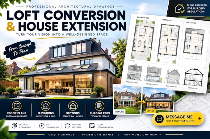 design loft conversion house extensions floor plan and building regulation plans
