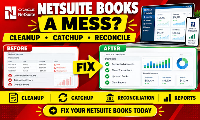 fix netsuite books, cleanup, reconciliation, catchup, reports, errors