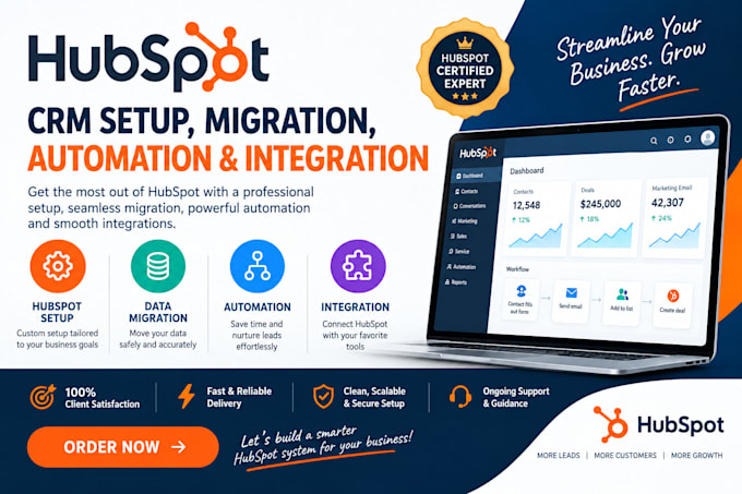 do hubspot crm setup, migration, automation and integration