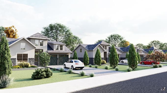3d master plans, architectural site planning, real estate visualization render