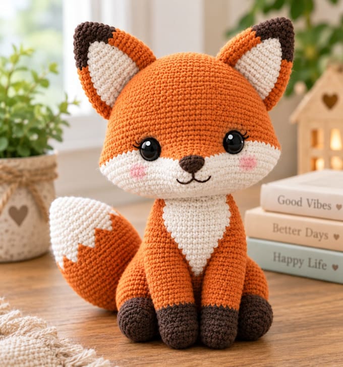 design crochet fox amigurumi plushie pdf pattern