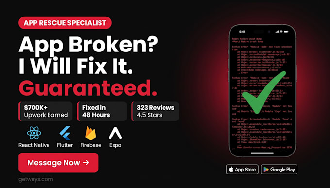 fix and rescue your react native or flutter app fast