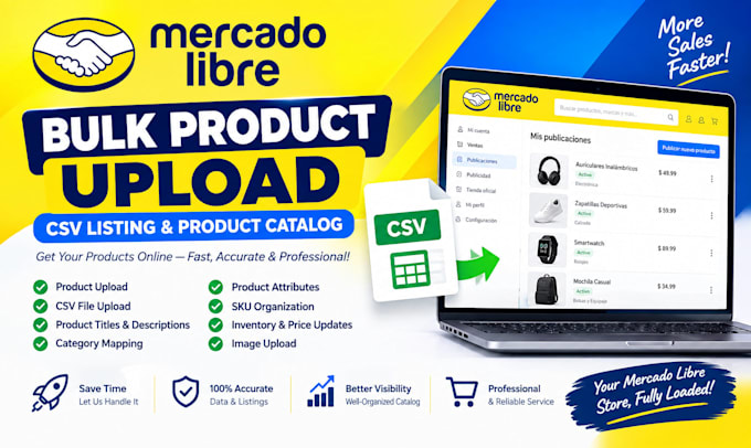 do mercado libre bulk product upload csv listing and product catalog