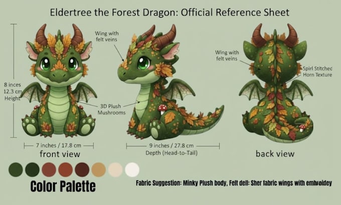 design custom plush reference sheet stuffed animal toy tech pack and ych concept