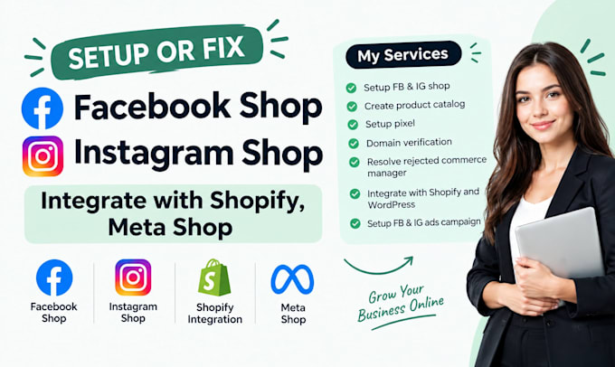 setup instagram shop, facebook shop, integrate with shopify, meta shop